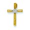 14K Gold Rhodium Diamond Cut Cross Pendant Charm Jewelry 17 x 11mm